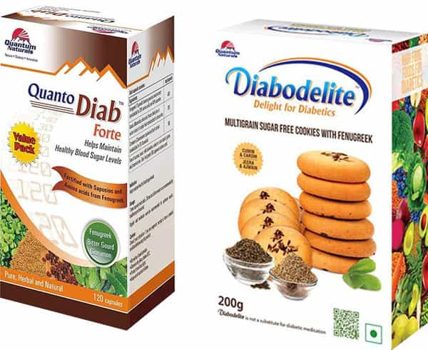 Quantum Naturals Diab Forte 120 Capsules + Diabodelite Jeera & Ajwain Multi-Grain Cookie 200 Gm