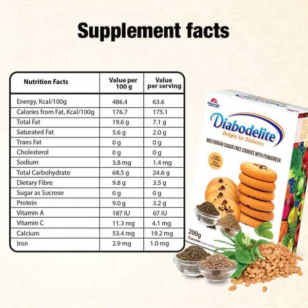 Quantum Naturals Diab Forte 120 Capsules + Diabodelite Jeera & Ajwain Multi-Grain Cookie 200 Gm