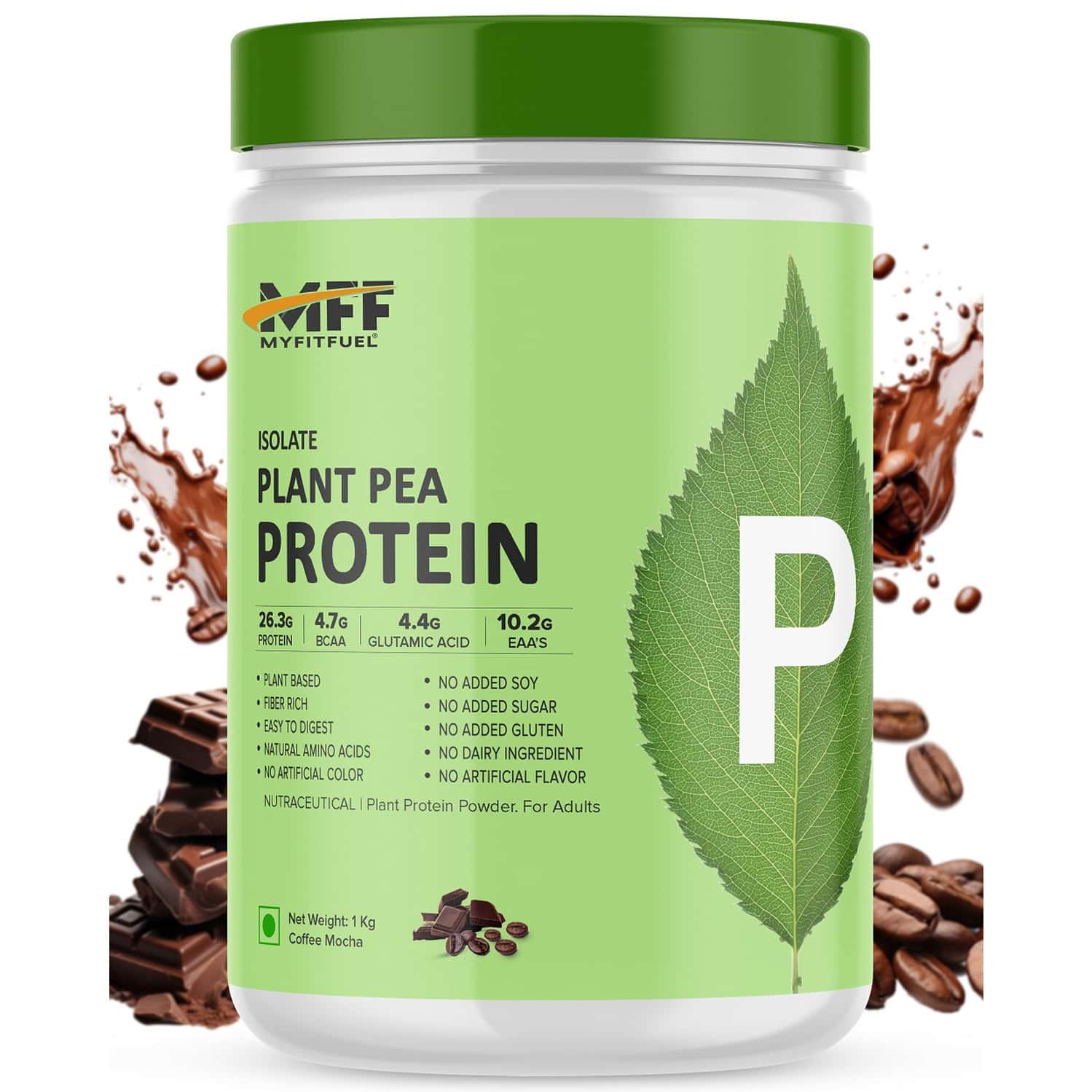 Myfitfuel Mff Plant Pea Protein 1 Kg (2.2 Lbs) | Coffee Mocha | Easy To Digest Protein Powder