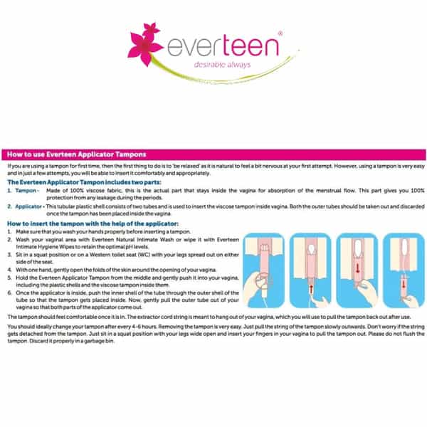 Everteen Lite Applicator Tampons For Periods In Women - 1 Pack (8 Tampons)