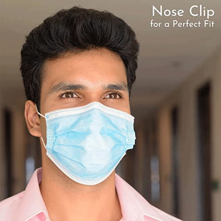 Arcatron Mobility 3 Ply Disposable Surgical Super Breathable Facemask With Nose Clip|100pcs | Blue