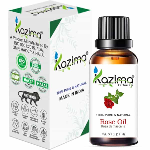 Kazima Rose Essential Oil (15Ml) Pure Natural For Skin Care & Hair Treatment (15 Ml)