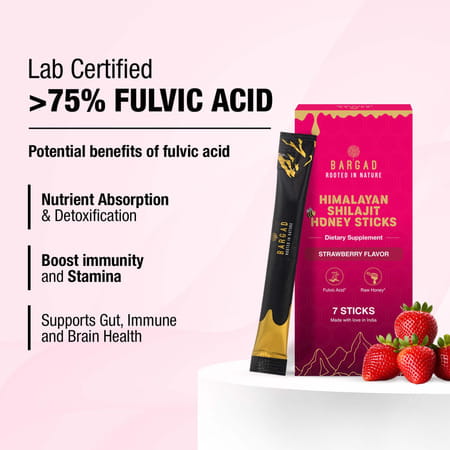 Bargad Himalayan Shilajit Honey Sticks: Strawberry Flavor - 7N
