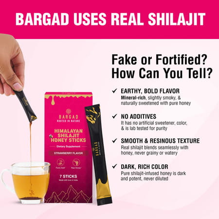 Bargad Himalayan Shilajit Honey Sticks: Strawberry Flavor - 7N