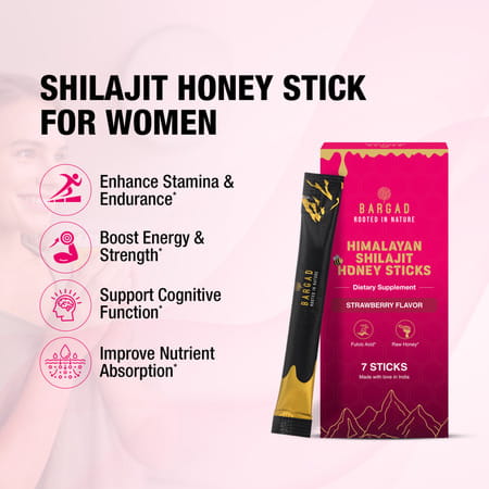 Bargad Himalayan Shilajit Honey Sticks: Strawberry Flavor - 7N