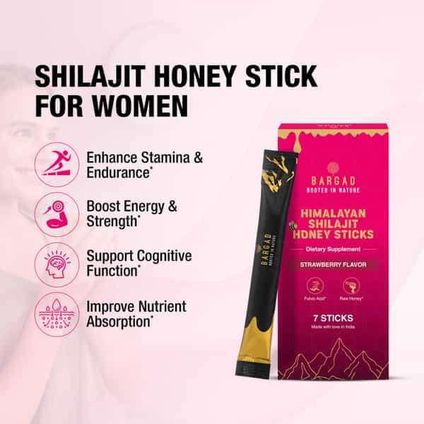 Bargad Himalayan Shilajit Honey Sticks: Strawberry Flavor - 7N