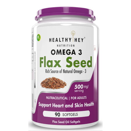 Healthyhey Flaxseed Oil With Vitamin E - Support Heart Health - 90 Softgels