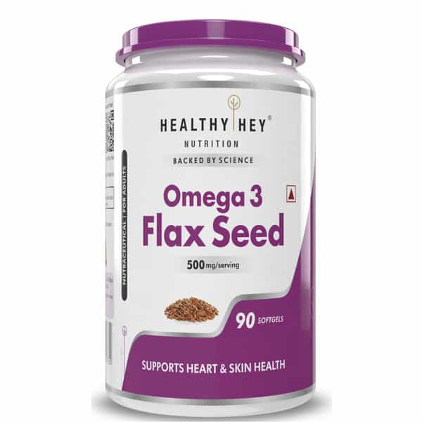 Healthyhey Flaxseed Oil With Vitamin E - Support Heart Health - 90 Softgels
