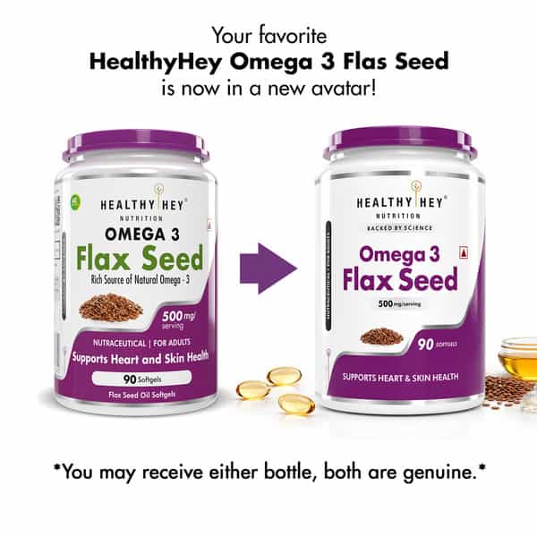 Healthyhey Flaxseed Oil With Vitamin E - Support Heart Health - 90 Softgels