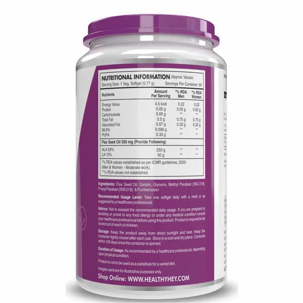 Healthyhey Flaxseed Oil With Vitamin E - Support Heart Health - 90 Softgels