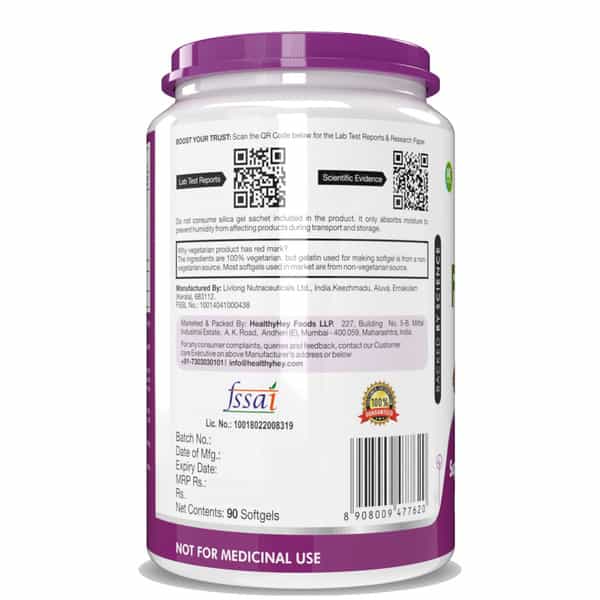 Healthyhey Flaxseed Oil With Vitamin E - Support Heart Health - 90 Softgels