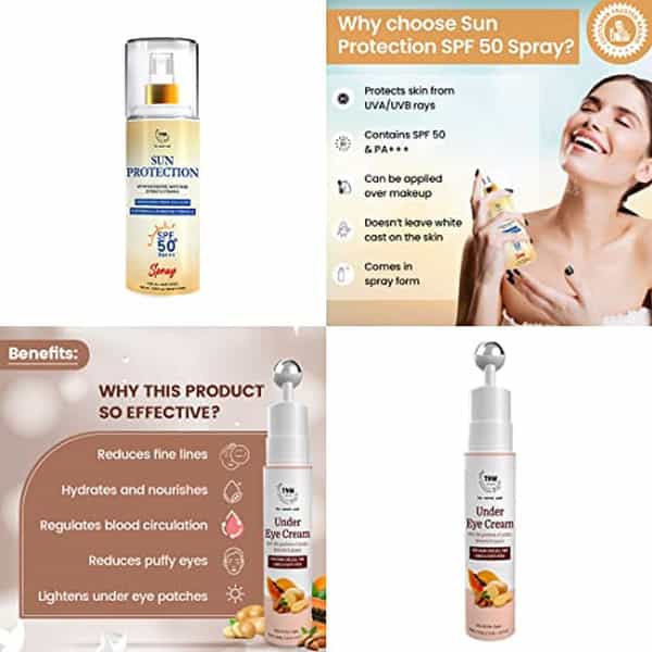 Tnw The Natural Wash Skincare Combo With Sun Protection Spf 50 Spray & Under Eye Cream