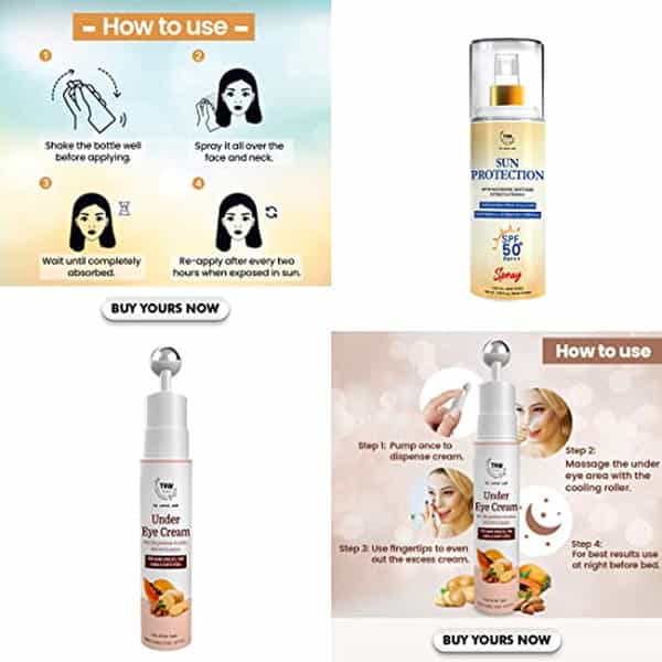 Tnw The Natural Wash Skincare Combo With Sun Protection Spf 50 Spray & Under Eye Cream