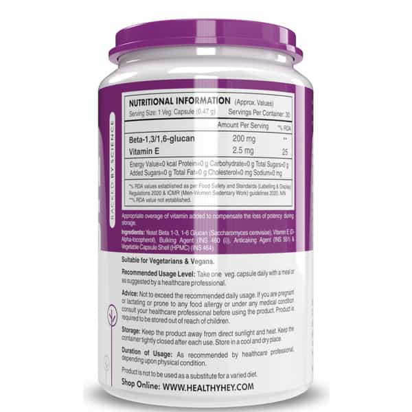 Healthyhey Nutrition Beta-Glucan - Immunity Enhancer - 30 Veg. Capsules