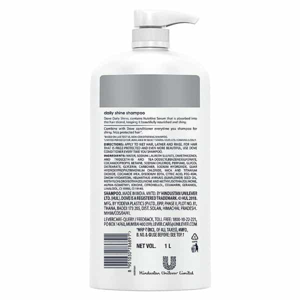 Dove Daily Shine Shampoo 1 L | For Damaged Or Frizzy Hair Mild Daily Shampoo For Men & Women