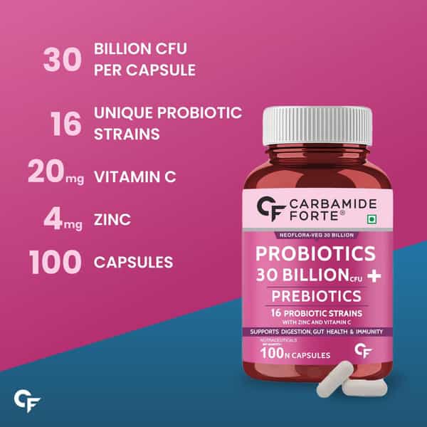 Carbamide Forte Probiotics Supplement 30 Billion For Women & Men-100 Capsules