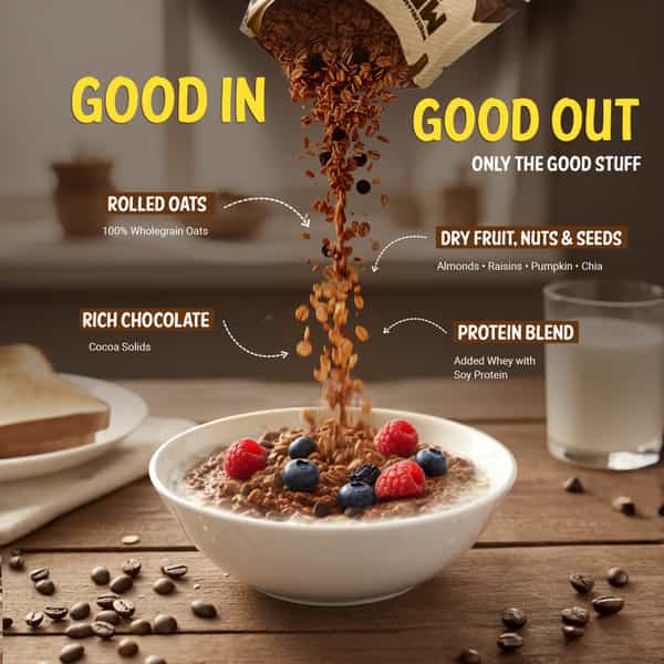 Muscleblaze High Protein Oats (Blue Tokai Cafe Mocha | 400G) | 26G Protein