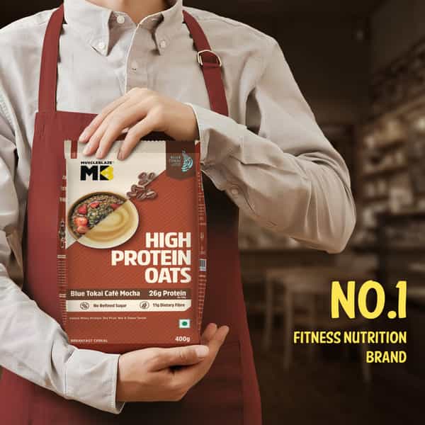 Muscleblaze High Protein Oats (Blue Tokai Cafe Mocha | 400G) | 26G Protein
