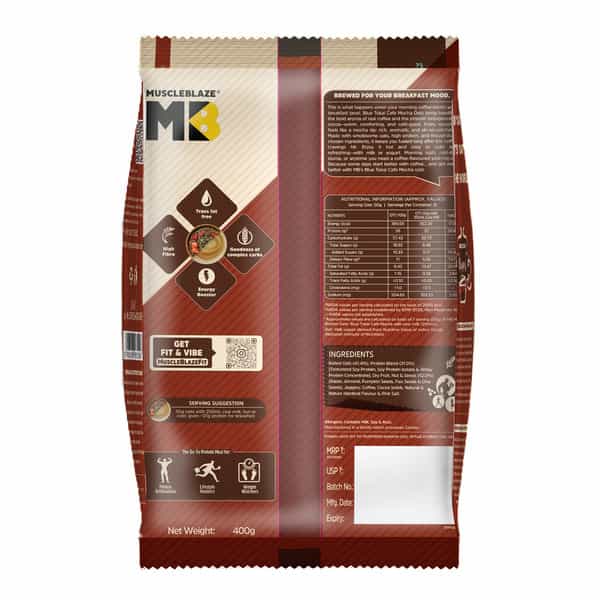 Muscleblaze High Protein Oats (Blue Tokai Cafe Mocha | 400G) | 26G Protein