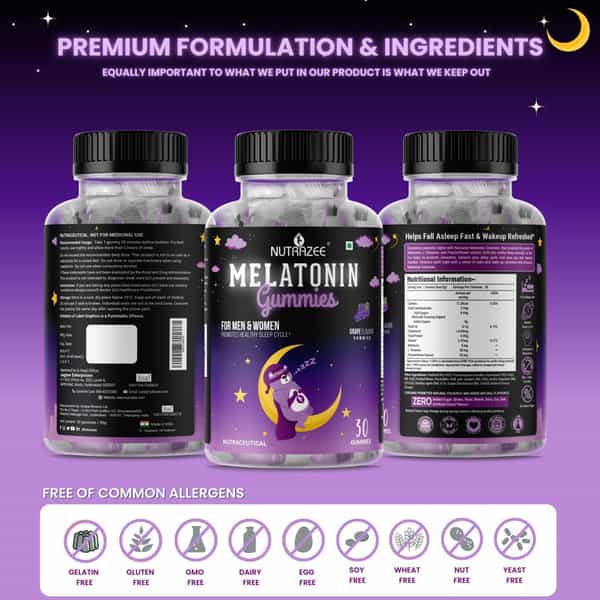 Nutrazee Melatonin Sleep Gummies For Men & Women | 30 Gummy Bears