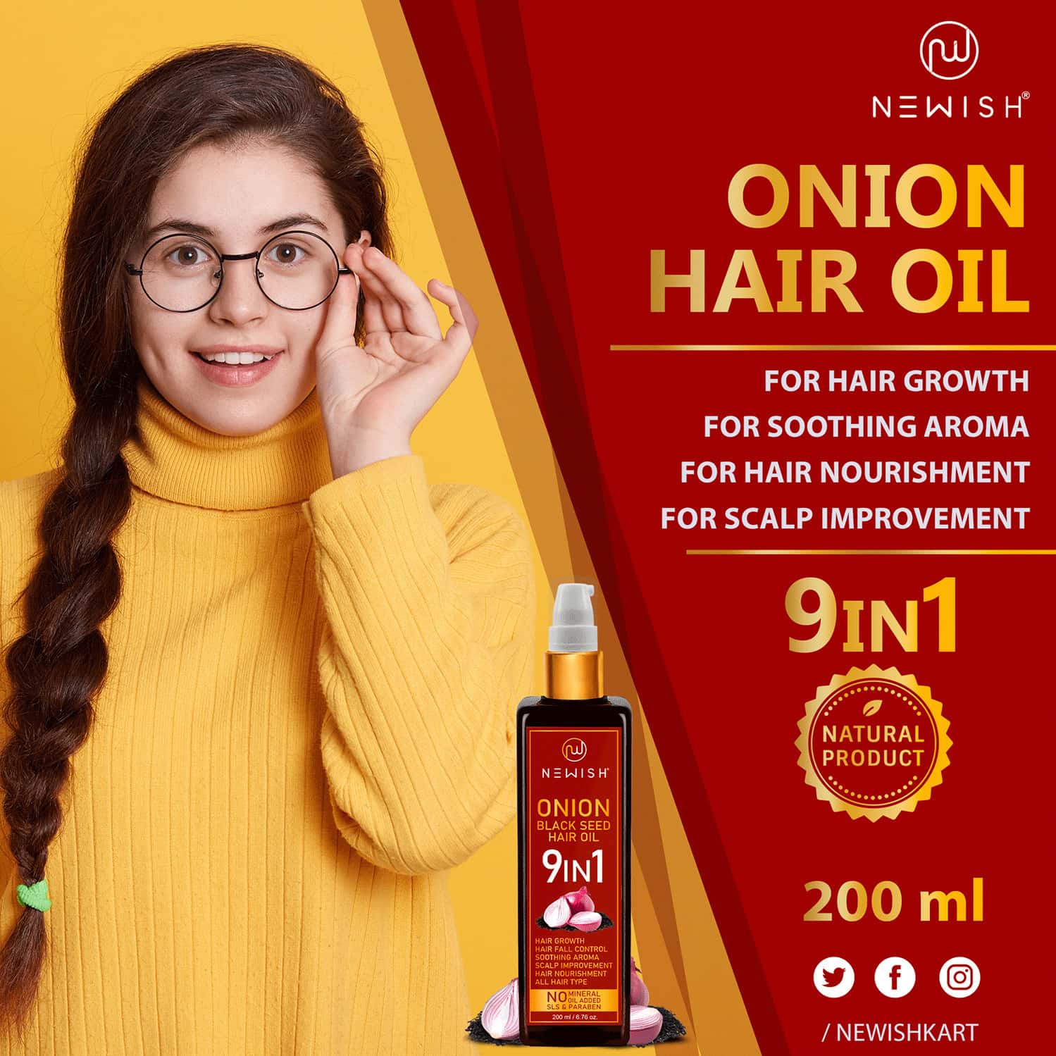 Buy NEWISH HAIR OIL FOR HAIR GROWTH, ANTI HAIR FALL & DANDRUFF, HAIR
