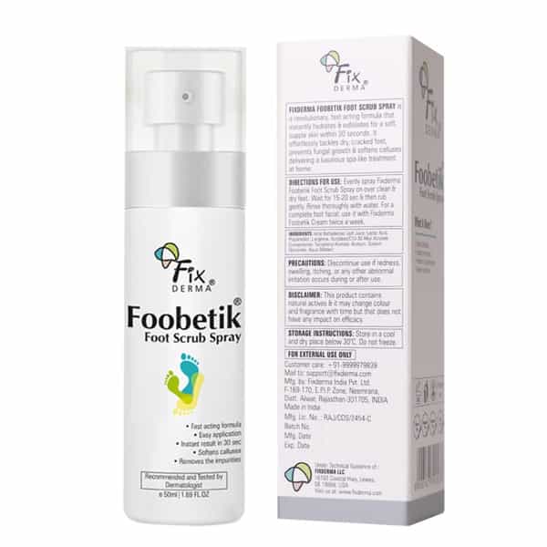 Fixderma Foobetik Foot Scrub Spray Dead Skin & Tan Removal Darkness Blackness Removal Scrub 50 Ml
