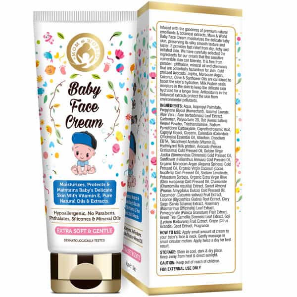 Mom & World Baby Face Cream Extra Soft And Gentle - No Parabens Slicon Or Mineral Oil 50 G