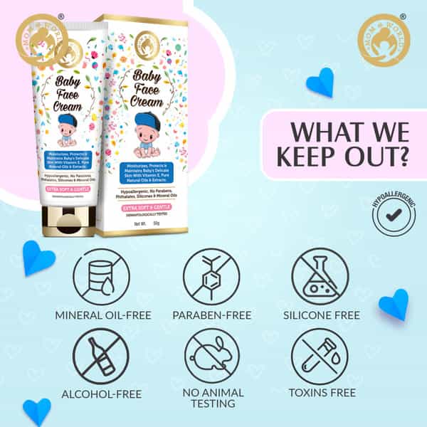 Mom & World Baby Face Cream Extra Soft And Gentle - No Parabens Slicon Or Mineral Oil 50 G