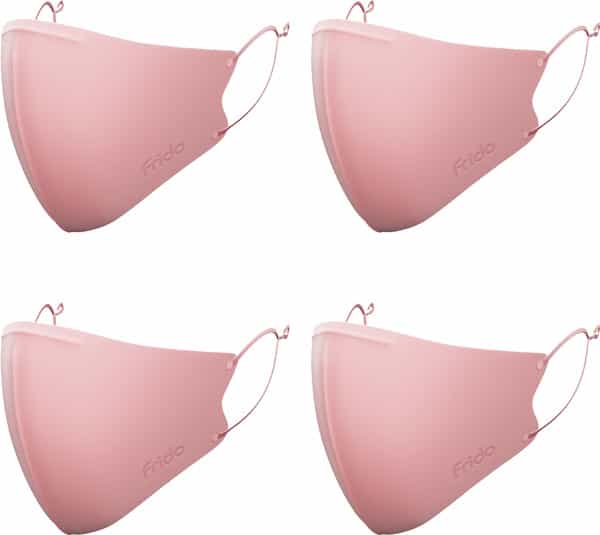 Frido Ultimate Pro Copper Mask|Pink|Nose Clip|Ear Loop|Washable|Imported|Medium Size (Pack Of 4)