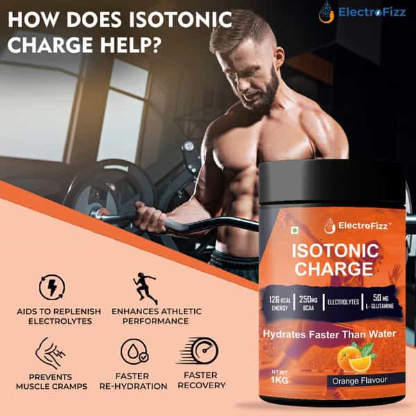 Electrofizz Isotonic Energy Drink Powder For Endurance Sports & Fitness Activities 1 Kg Jar -Orange