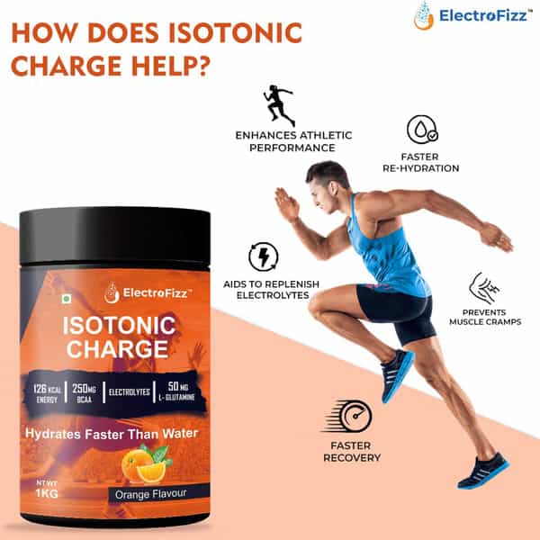 Electrofizz Isotonic Energy Drink Powder For Endurance Sports & Fitness Activities 1 Kg Jar -Orange