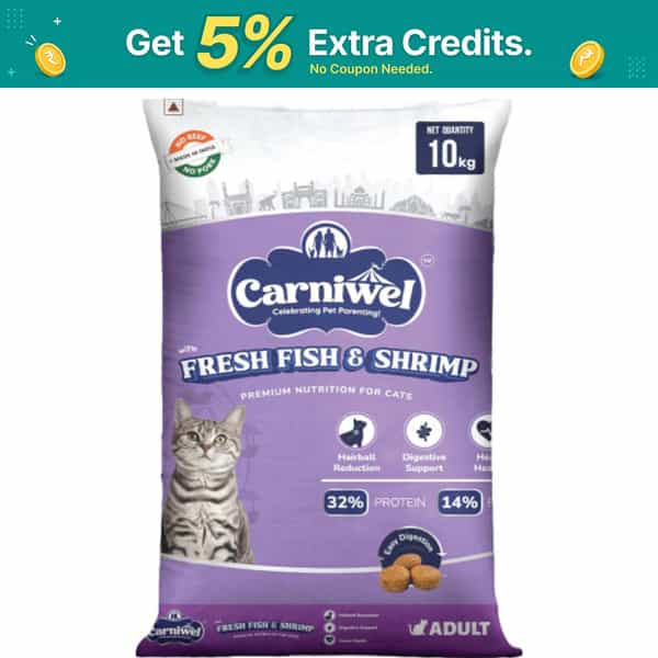 Carniwel Fresh Fish & Shrimp Adult Dry Cat Food 10 Kg | Fresh & Natural Ingredients