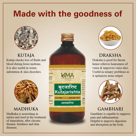 Uma Ayurveda Kutajarishta Ayurvedic Syrup 450 Ml