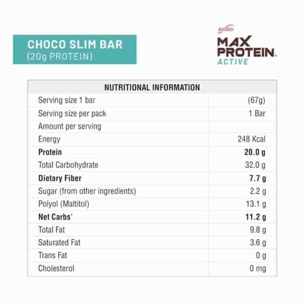 Ritebite Max Protein Active Choco Slim Protein Bar 67G - Pack Of 1 