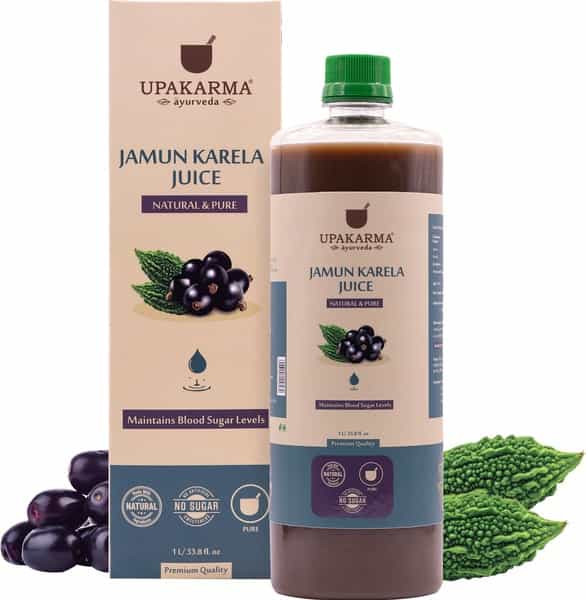 Upakarma Ayurveda Karela Jamun Juice Helps Maintain Healthy Sugar Level - 1L
