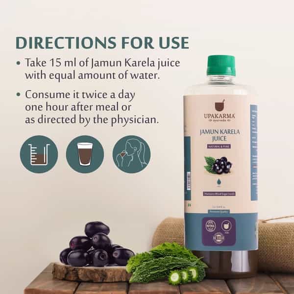 Upakarma Ayurveda Karela Jamun Juice Helps Maintain Healthy Sugar Level - 1L