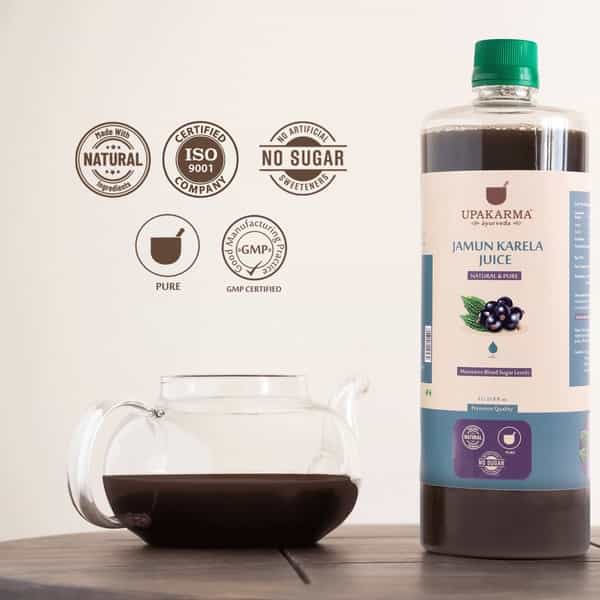 Upakarma Ayurveda Karela Jamun Juice Helps Maintain Healthy Sugar Level - 1L