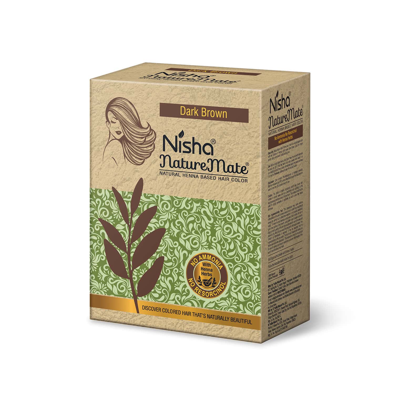 Nisha Nature Mate Henna Based Hair Colour Dark Brown 60g | No Ammonia/resorcinol | 100% Coverage