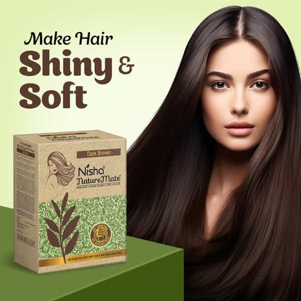 Nisha Nature Mate Henna Based Hair Colour Dark Brown 60G | No Ammonia/Resorcinol | 100% Coverage