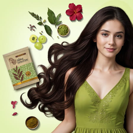 Nisha Nature Mate Henna Based Hair Colour Dark Brown 60G | No Ammonia/Resorcinol | 100% Coverage