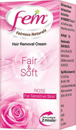 Fem Fair & Soft Rose Hair Removal Cream - Sensitive Skin - 25 Gm