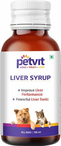Petvit Liver Syrup With 15 Active Ingredients For Liver- Dog Supplement For All Age Group - 100Ml