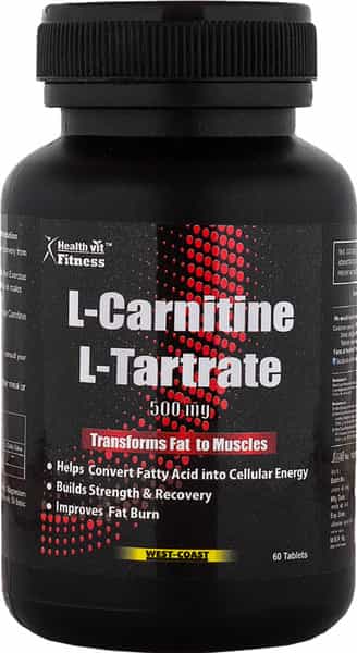 Healthvit Carnitine Tartrate 500Mg ( Amino Acid For Muscle Heart & Brain ) - 60 Tablets