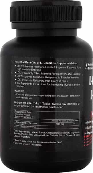 Healthvit Carnitine Tartrate 500Mg ( Amino Acid For Muscle Heart & Brain ) - 60 Tablets