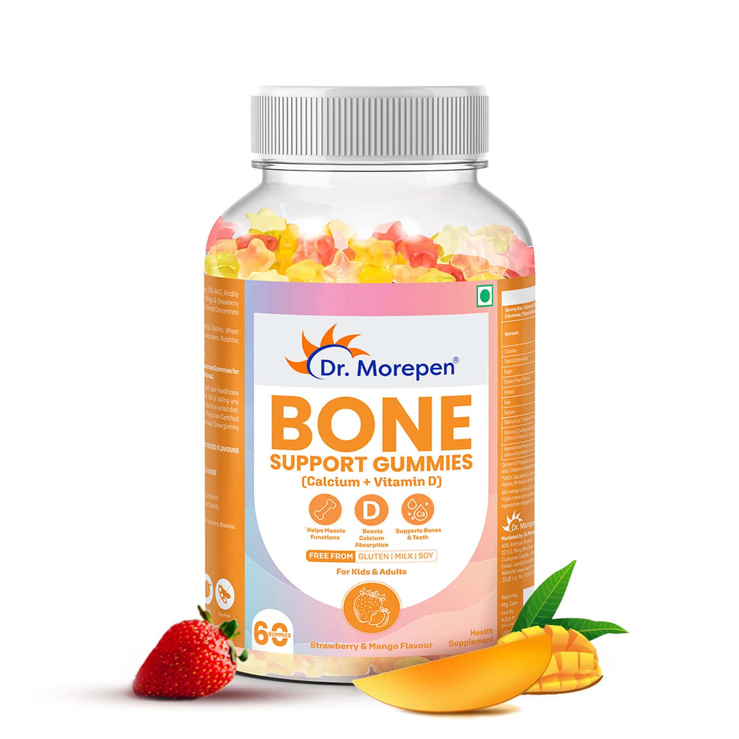 Dr. Morepen Bone Support Gummies With Calcium + Vitamin D- 60 Gummies
