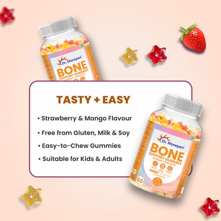 Dr. Morepen Bone Support Gummies With Calcium + Vitamin D- 60 Gummies