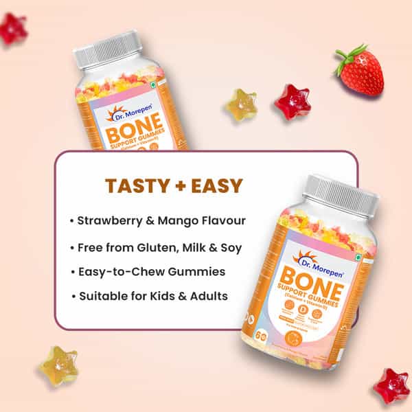 Dr. Morepen Bone Support Gummies With Calcium + Vitamin D- 60 Gummies