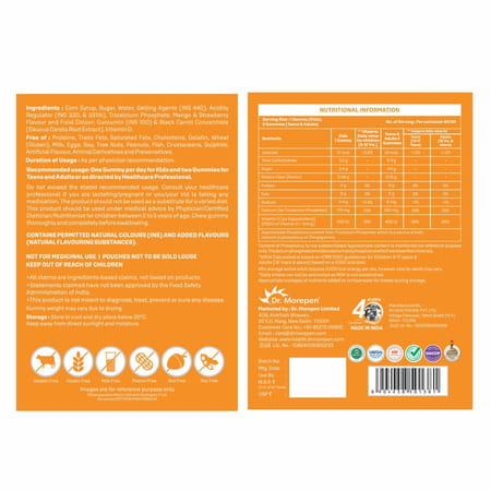 Dr. Morepen Bone Support Gummies With Calcium + Vitamin D- 60 Gummies