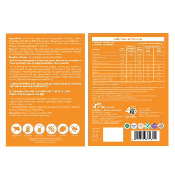 Dr. Morepen Bone Support Gummies With Calcium + Vitamin D- 60 Gummies