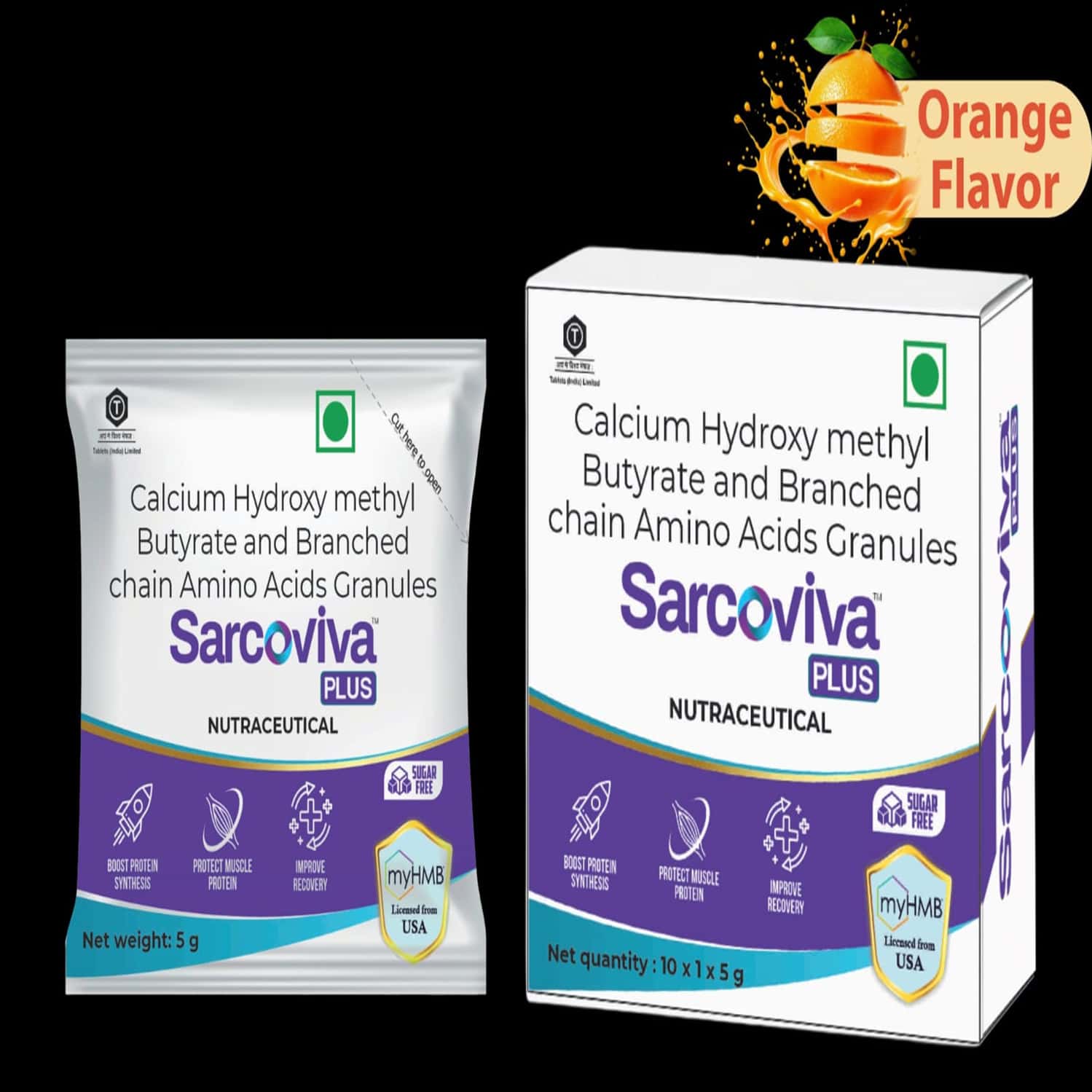 Sarcoviva Plus | Orange Flavour | Sugar Free | Granules | Sachet 5 Gm